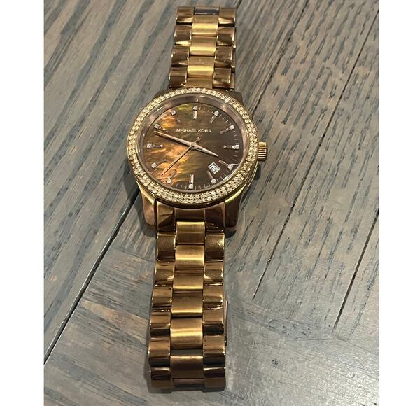 Michael Kors MK5494 Women's Stainless Steel Analog Brown Dial Quartz Watch $375 - Picture 2 of 11